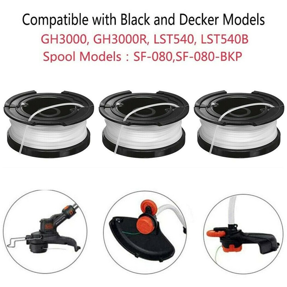 3/6X Nylon Spool Line For Black & Decker Strimmer Trimmer GL120 GLC2500 ...