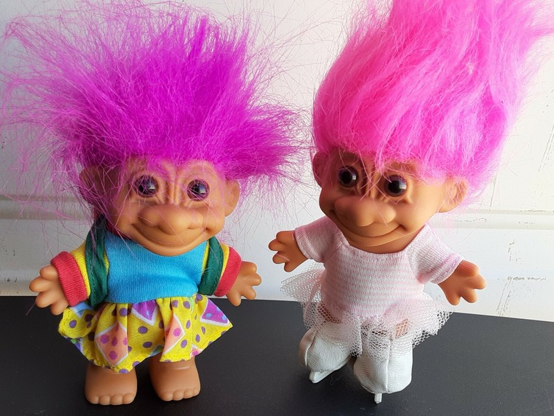 Russ Girl Troll Dolls Backpack  Ice skater Pink Hair Vintage