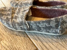 Toms Slip On Shoes Loafers Womens 8 Woven Alpargata Gray Flats 10014950