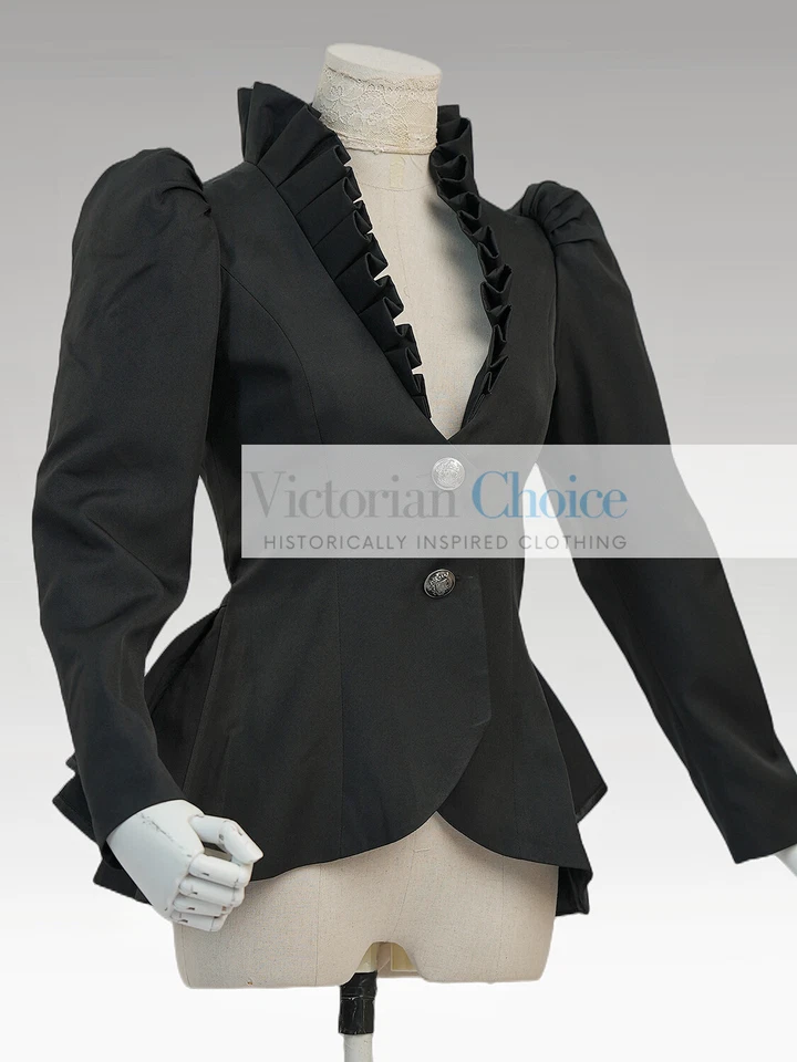 Black Edwardian Vintage Blazer Jacket Steampunk Gothic Girl Cosplay Theater C031 - Image 2 of 4