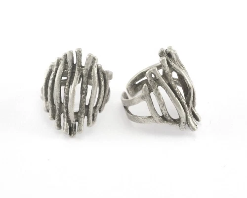 Branches Adjustable Antique Silver Plated Brass 28mm (19mm 9US inner size) 3353