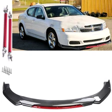 front Bumper Lip Spoiler Splitter Carbon fiber +Red for Dodge Avenger Body Kit