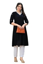 Women's Viscose Rayon Solid Kurta Co-ord Set with Embroidered Detailing