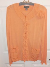 Gorgeous St. John Black Label Marigold Ruffled Cardigan sz XL