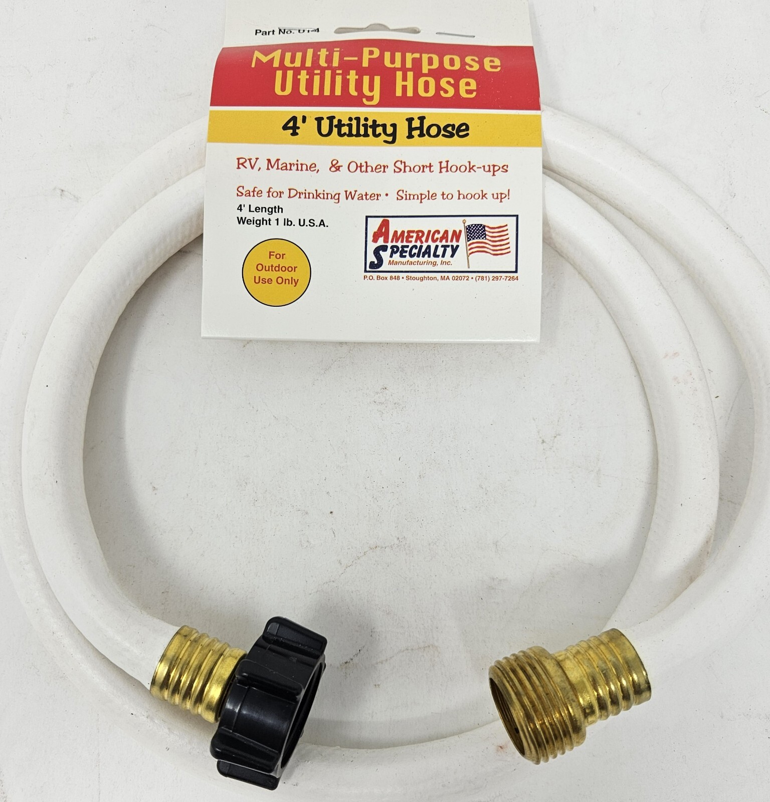 American Specialty UT-4 4' Utility Hose RV Marine & Other Short Hook-Ups