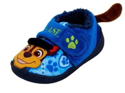 Jungen Slipper Paw Patrol 3D Tail Größe 5-10 Chase blau Neuheit Vlies Plüsch Einlegesohle