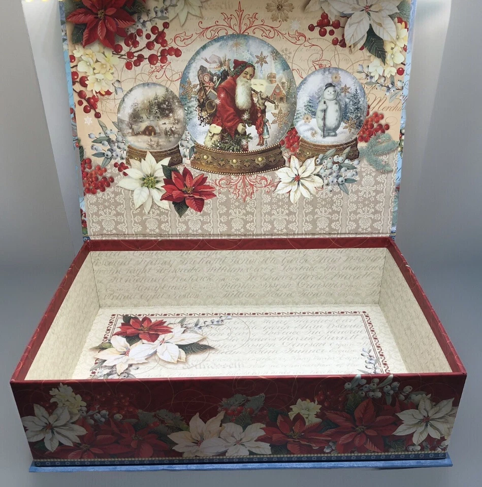 Punch Studio Snow Globe Poinsettia Angel Keepsake Trinket Storage Box - Image 3 of 4