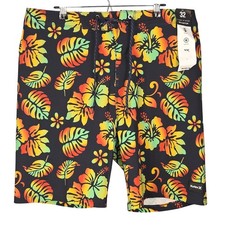 Hurley Phantom Board Shorts Mens 32 Black Floral Swim Trunks Stretch Beach New