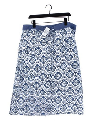 White Stuff Women's Midi Skirt XL Blue Floral 100% Linen Midi A-Line