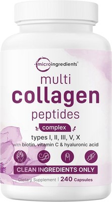 Colágeno múltiple con biotina, ácido hialurónico y vitamina C, 240 cápsulas
