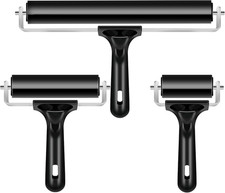 3 Pack Printmaking Brayers - Premium Brayer Rollers for Crafting, Hard Rubber Ro