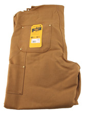 New CARHARTT Men Medium Tall Brown Quilt Lined Firm Duck Zip-To-Knee Bib Overall