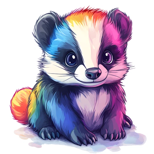 Cute Badger Chibi Colourful Animal Self Adhesive Sticker