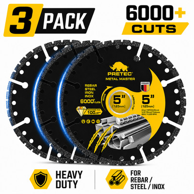 5'' Diamond Cut Off Wheel 3 Pack, 6000+ Cuts Metal Cutting Disc for Angle Grinder