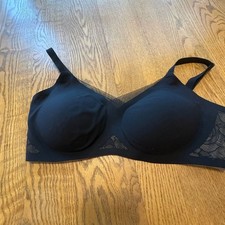 Honeylove Bra Womens Black Wireless Lace Size L 38 B/C EUC