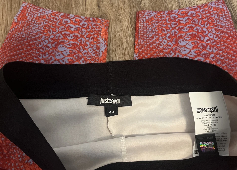 Leggings Just Cavalli Borgoña 14 US/44 originales $369 estampado serpiente/guepardo raros Foto 3 de 4