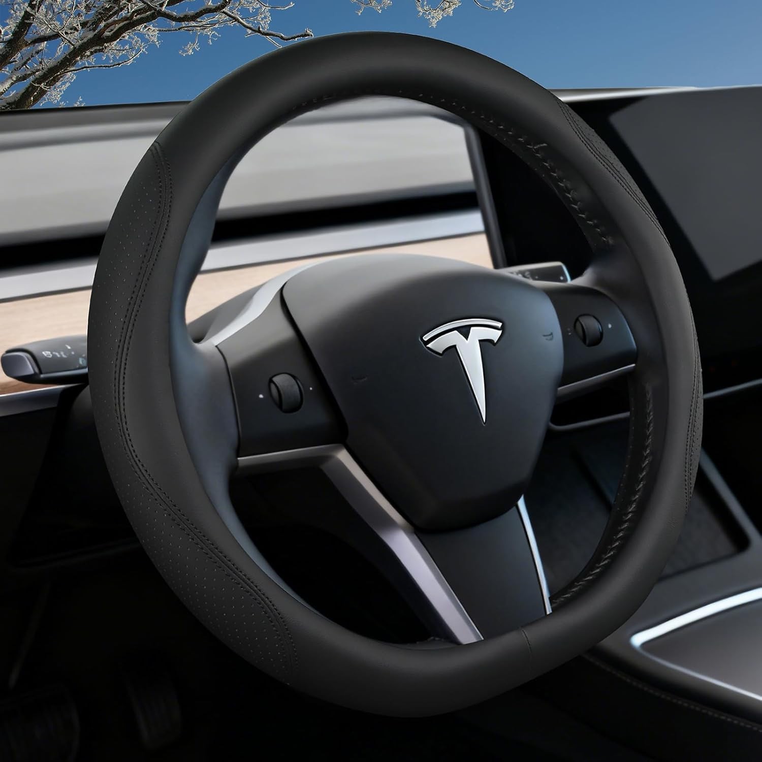 Custom Fit for Tesla Steering Wheel Cover Model 3 (2017-2026) & Model Y (2020-20