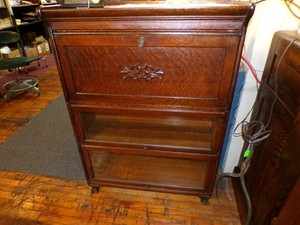 Antique Oak Barrister bookcase stacking Desk section claw feet original finish