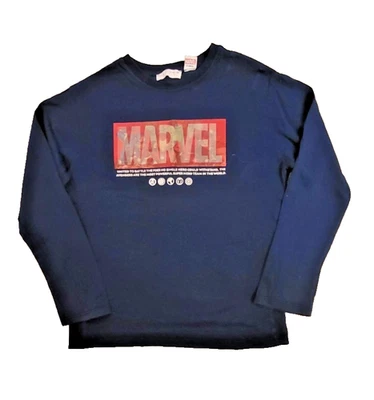 Zara T-Shirt langarm Marvel Superhelden dunkelblau Gr. 152 Jungen - Bild 1 von 4