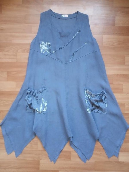 Women Luigi Borrelli Dress Navy Linen 38 / M / 46