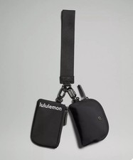 Lululemon Dual Pouch Wristlet Black Lightweight 2 Piece Zipper Logo Strap NWT