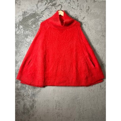MERSEA Chalet Poncho Sweater Aperol Orange Cowl Neck Cozy Luxe Cape Knit