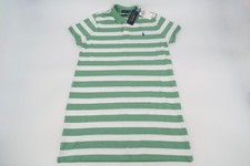 Polo Ralph Lauren Dress Womens Large The Mesh Mini Pistachio White Striped NEW