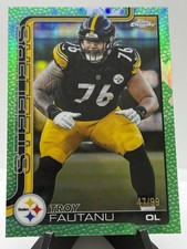 Troy Fautanu 2025 Topps Chrome Football Leather Green Refractor /99 Steelers