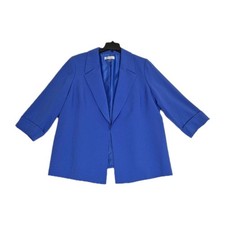 Kasper Women's Blazer Size 3X Open-Front Cuff-Sleeve Jacket Blue NWT 44