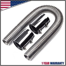 24 Flexible Upper Lower Radiator Hose Stainless Steel W Chrome Caps V8 Kit