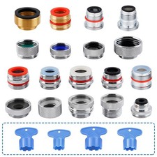 18 Pcs Brass Faucet Adapter Kit, Kitchen Sink Aerator Adapters with 4 Pcs Rem...