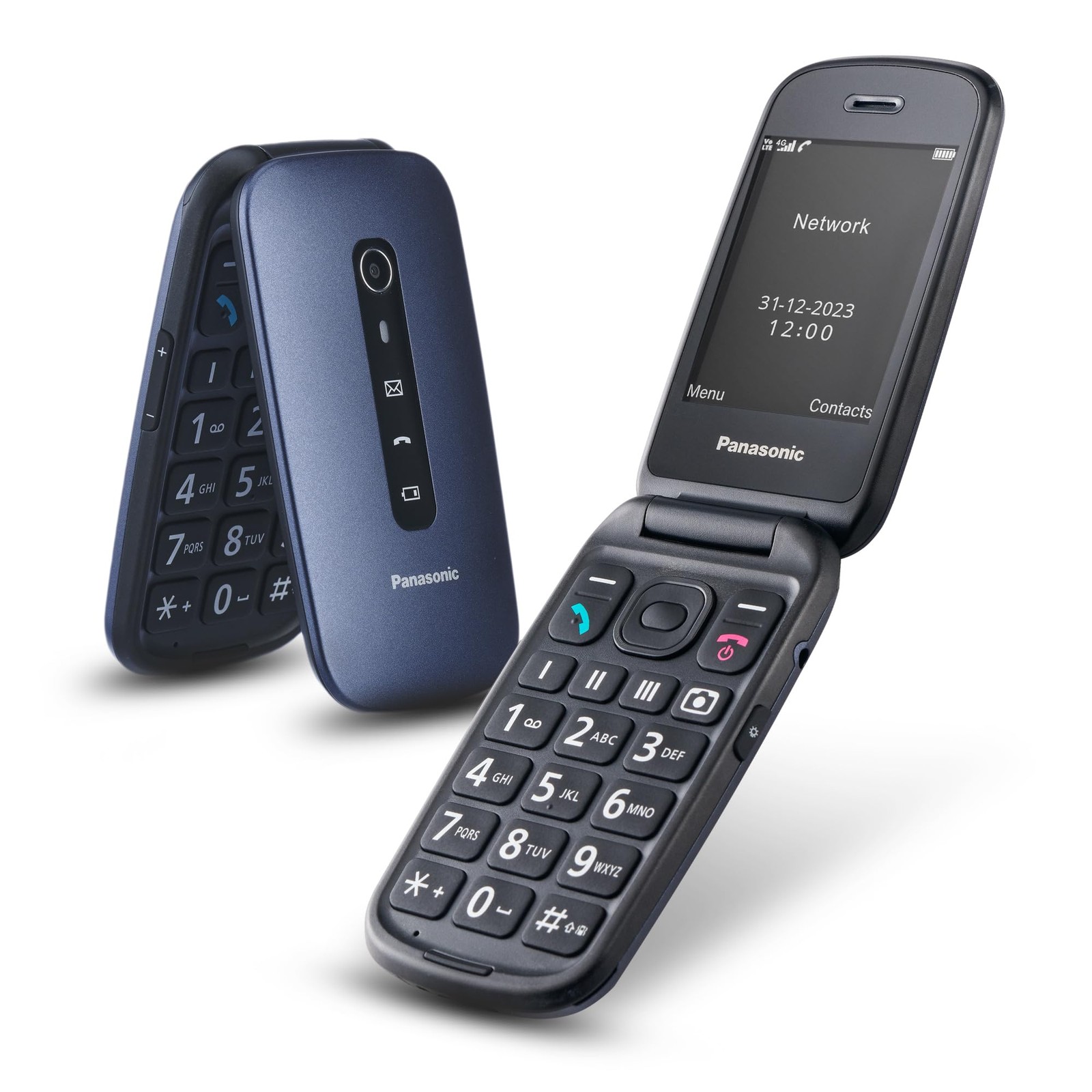 Panasonic KX-TU550EXC Cellulare 4G Pieghevole Anziani Display Grande Blu
