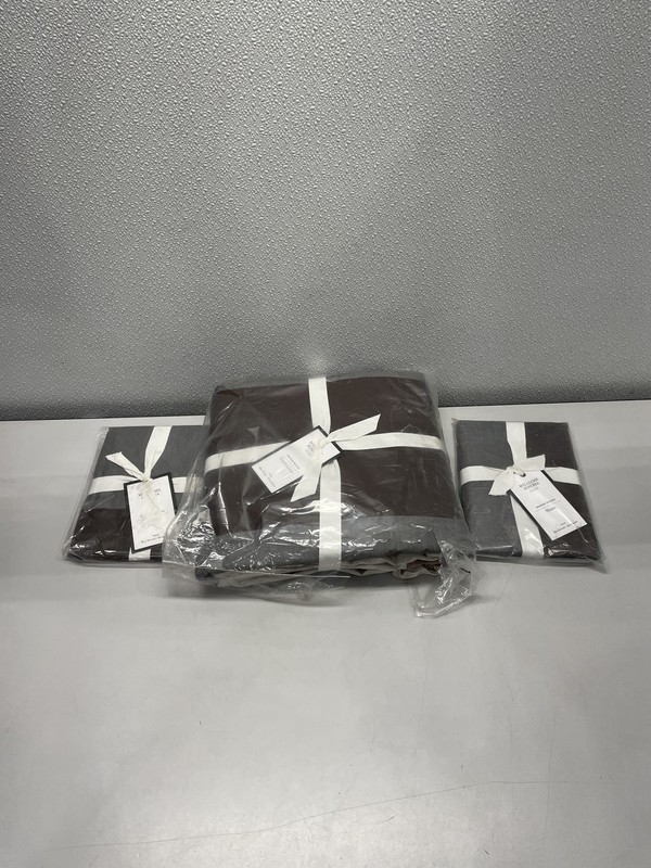 Williams Sonoma Grayson Plaid Duvet Cover And Euro Shams Set Brown