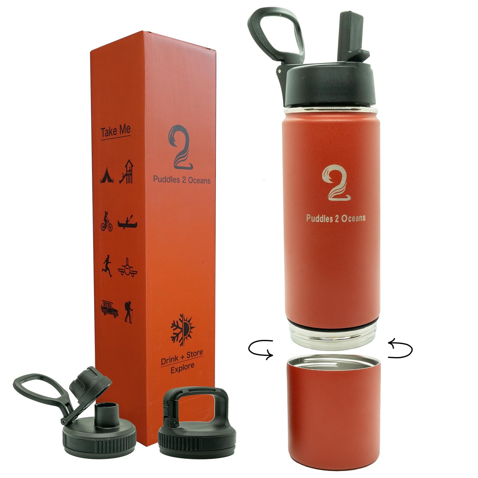 & Snack Container - Stainless Steel Water Bottle With ...