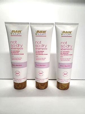 Raw Sugar Dry Shampoo Oil Absorbing Aloe + Bamboo Hair Refresh Cream 4 oz 3 PACK
