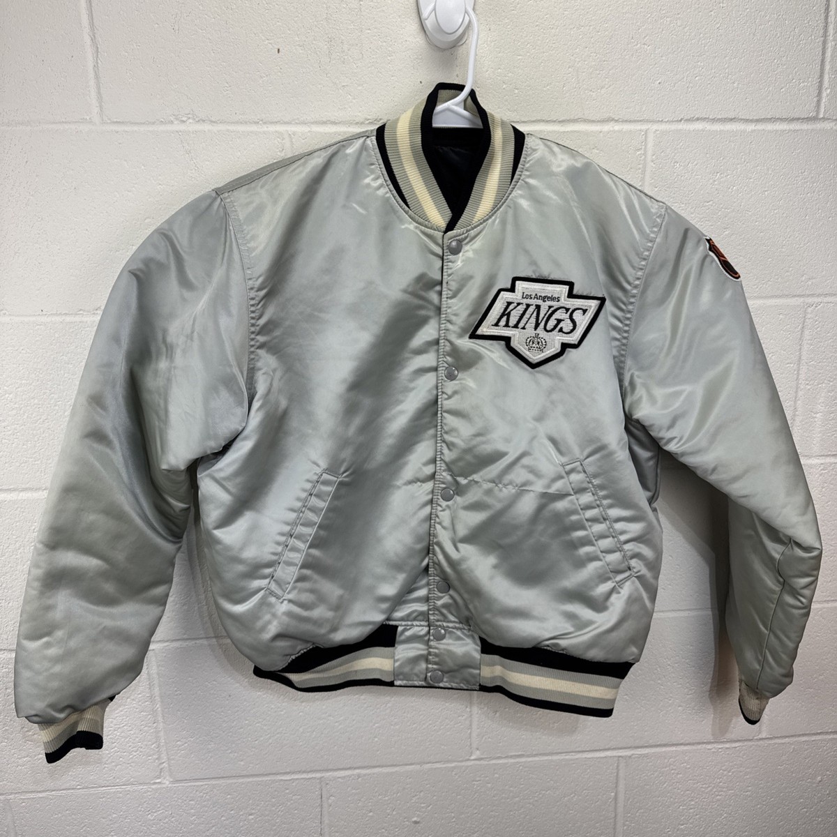 Vintage Los Angeles Kings Jacket Mens Large Black Silver