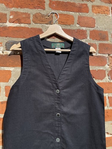 Vintage Size S 8-12 Black Linen Blend Button Front Boxy Waistcoat Orvis - Picture 7 of 8