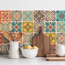 Moroccan Tile Wall Stickers 4x4in PVC Self Adhesive Set of 30