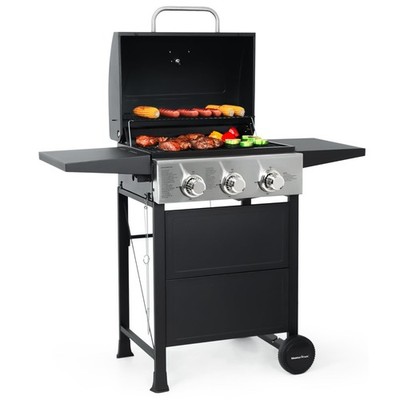 MASTER COOK BBQ Propane Gas Grill 3 Burner Stainless steel with Folding Table