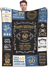 60th Birthday Gifts for Men 1965 Birthday Gift for Him 60 Year Old Blanket 50...