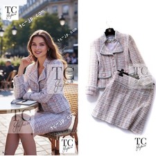 CHANEL Jacket Skirt Suit 13C Pink Rose Garden Lesage Tweed Karl Lagerfeld 34 36