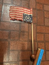 Rare 13 Star American US Hidden Flag Wooden Cane Civil War Era 1870s GAR Parade