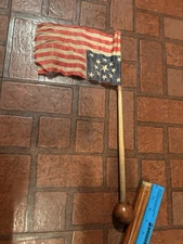 Rare 13 Star American US Hidden Flag Wooden Cane Civil War Era 1870s GAR Parade