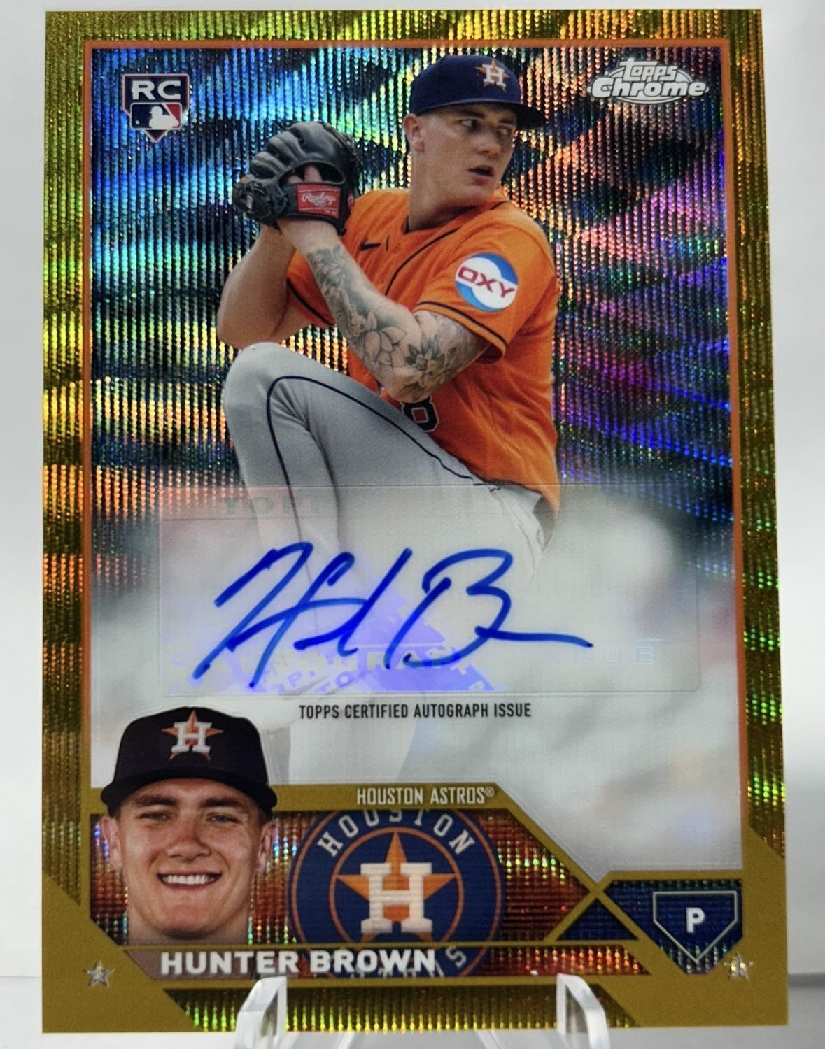 2023 Topps Chrome Update #AC-HB Hunter Brown Autographs Gold Wave #/50