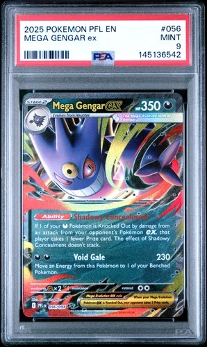 2025 POKEMON PFL EN-PHANTASMAL FLAMES #056 MEGA GENGAR EX PSA 9