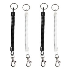 4 Pcs Retractable Spring Coil Keychain, Lanyards for Keys Stretch Rope Cord