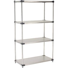 Nexel 5 Tier Solid Stainless Steel Shelving Starter Unit 36"W x 24"D x 63"H