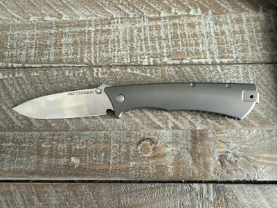 Ontario 1776 Cerberus Folding Knife Gray Titanium Scales D2 Tool Steel Blade NEW