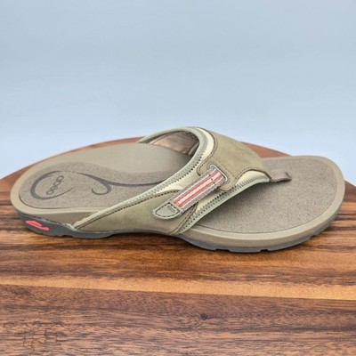 Abeo Sandals Womens Brown Leather Alanza Slip On Strap Comfort Thong  Slides