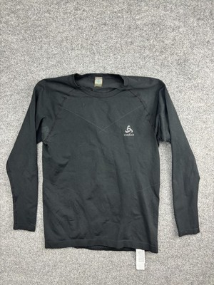 Odlo Shirt Mens XL Black Long Sleeve Base Layer Performance Running Skiing Top